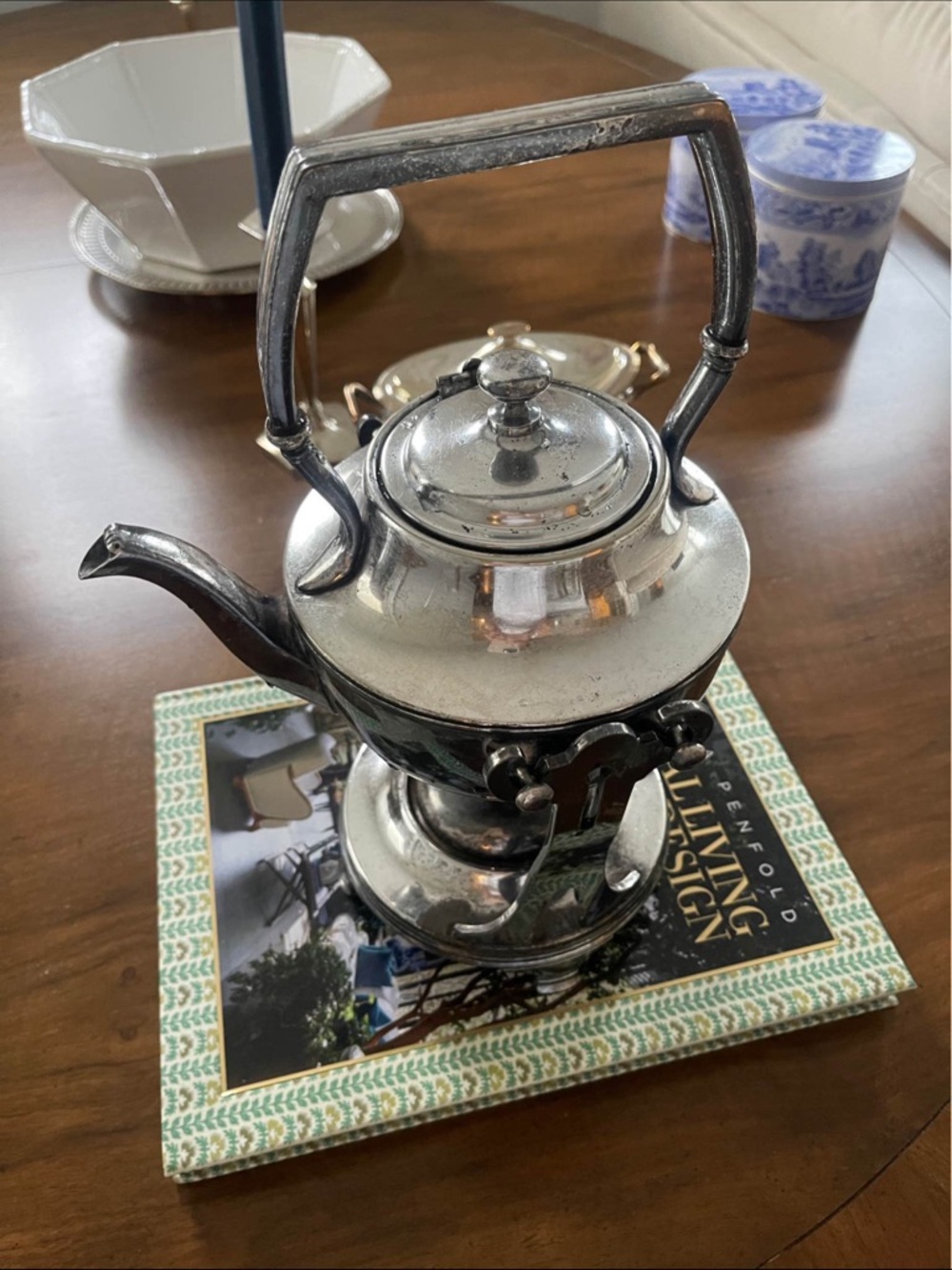 Vintage Silver Plated Teapot with Stand - Classic Home Kitchen Serving Set